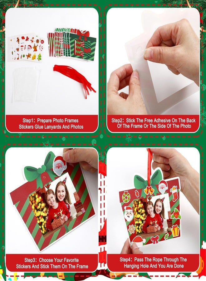 JULBEAR 32PCS Christmas Picture Frame Craft Kit, DIY Paper Christmas Frame Craft with Stickers Picture Ornament Craft for Xmas Tree Decorations Holiday Party Favors Classroom Art Activities - Image 4